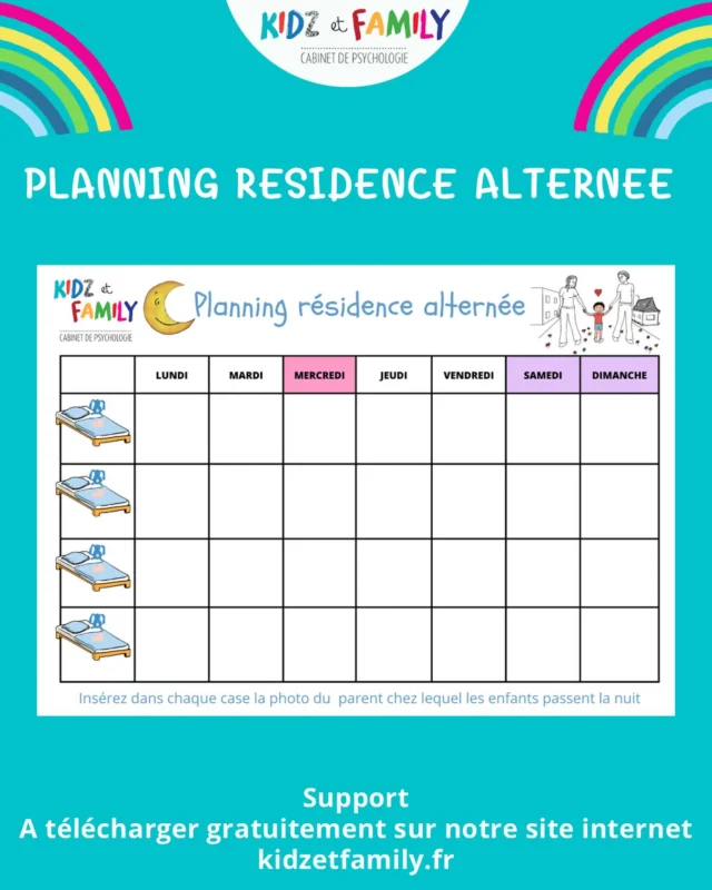 🏠pour les parents qui ont des enfants en garde/ résidence alternée.
🏠Voici un planning afin que vos enfants puissent se repérer de manière visuelle chez quel parent ils vont dormir. Cela est plus rassurant pour eux , et cela permet aussi d intégrer la notion que les parents ne sont plus dans la même case car plus dans la même maison.
😘Insérez la photo du parent dans les cases correspondantes, et imprimez le support pour les 2 maisons.
🏠Ainsi d’un coup d’œil vos enfants vont se repérer à chaque fois qu’ils se poseront la question.
Support à telécharger gratuitement sur notre site internet.
#kidzetfamily #pedopsy #gardealternee #divorce #enfants #parents #parentseparés #divorce #divorceproblemsolution #psychologie #deuxmaisons #supports #parentalité