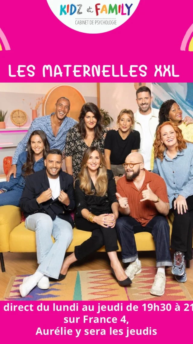⭐️⭐️Depuis cette semaine on se retrouve en direct du lundi au jeudi de 19h30 à 21h sur France 4 pour les maternelles XXL @lamaisondesmaternelles , avec une super équipe pour vous informer, conseiller et divertir. @marie.portolano @marie_perarnau @houssemlou @reneegreu @tibgiangrande @nadia_daam_ @laurentmaistret @ped.urg @_anna.roy_ 🥰🥰

👩🏻‍🦰Aurélie y sera tous les jeudis pour des conseils et astuces de psy pour vous aider 🧡
#emission #television #psy #chronique #psychologue #pedopsy #tournages #francetelevisions