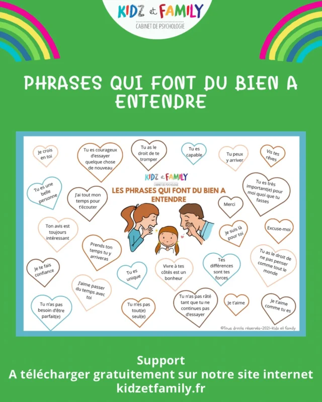 disons à nos enfants, familles et amis des phrases qui font du bien à entendre 💕💕 
Liste non exhaustive et à dire sans modération 🌟 support à télécharger sur notre site internet.
#gratitude #kidzetfamily #bonheur #enfants #parents #confianceensoi #securisant #parents #enfantsheureux❤️ #parentalité