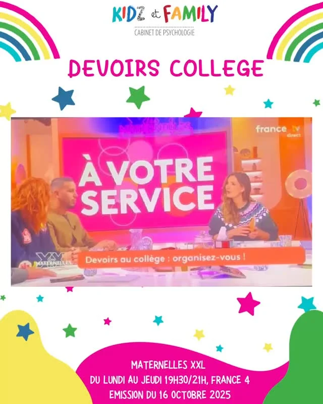 Extrait de la chronique d’Aurélie pour les maternellles XXL avec quelques conseils pour aider les enfants lors des devoirs au collège . Certains conseils peuvent aider les enfants soufrants de TDAH notamment sur l’organisation et la planification. 
À regarder aussi sur @france.tv 
#devoirs #enfants #parents #college #ecole #astuces #francetele #psychologue #tdah #conseils @lamaisondesmaternelles