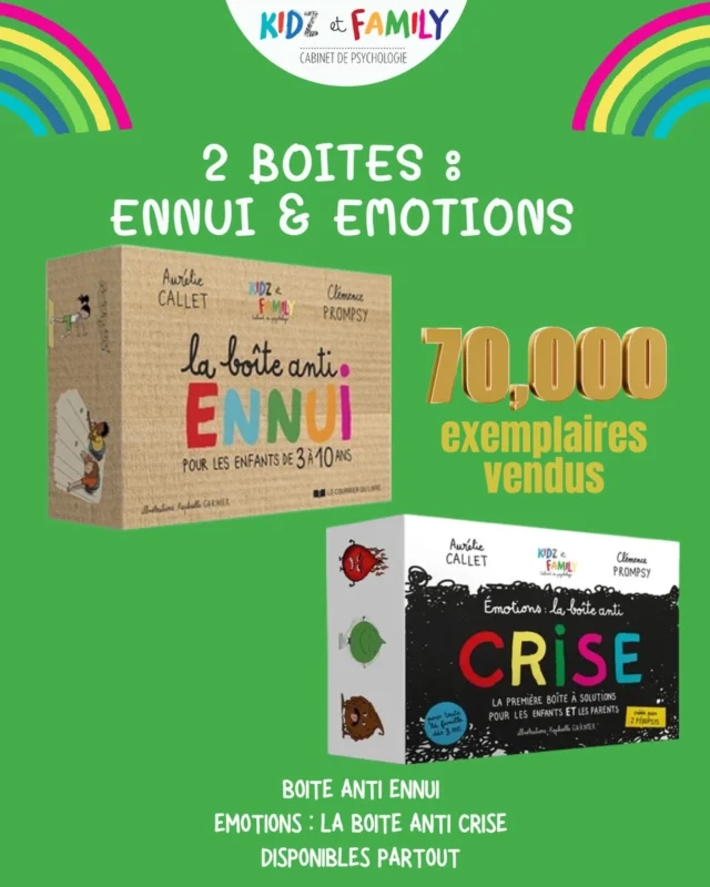 UN ENORME MERCI 🙏🏼🙏🏼🙏🏼🙏🏼 
Vous êtes plus de 70.000 à avoir chez vous la boîte anti et/ ou la boîte anti crise !!!

💕Nous sommes super heureuses que ces 2 boîtes vous aident ainsi que vos enfants 🩵🩷🩵🩷 
 
🩷 Elles sont toujours disponibles en vente partout @fnac_officiel @culturafr @natureetdecouvertes @amazon.fr et chez vos libraires 

💕Merci de tous vos messages avec vos retours , rien qui ne nous fait plus plaisir que de voir que nos outils vous servent  au quotidien 

Nous sommes en train de travailler sur une nouvelle boîte ! Hâte de vous en dire plus très bientôt 
#antiennui #anticrise #émotions #parents